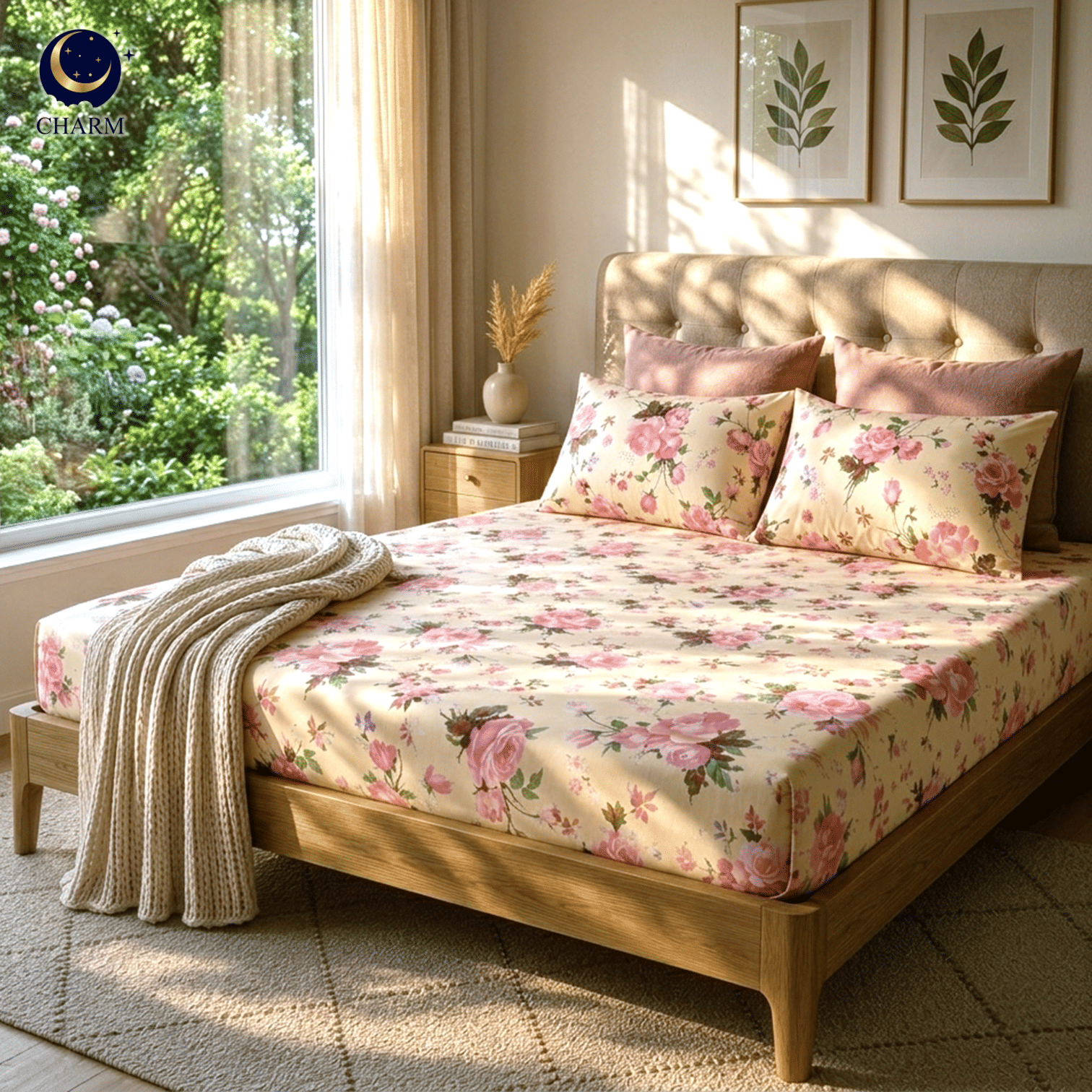 ชุดผ้าปูที่นอน 5 ฟุต 5 ชิ้น CHARM รุ่น CLASSIC ลาย CLASSIC ROSE_3